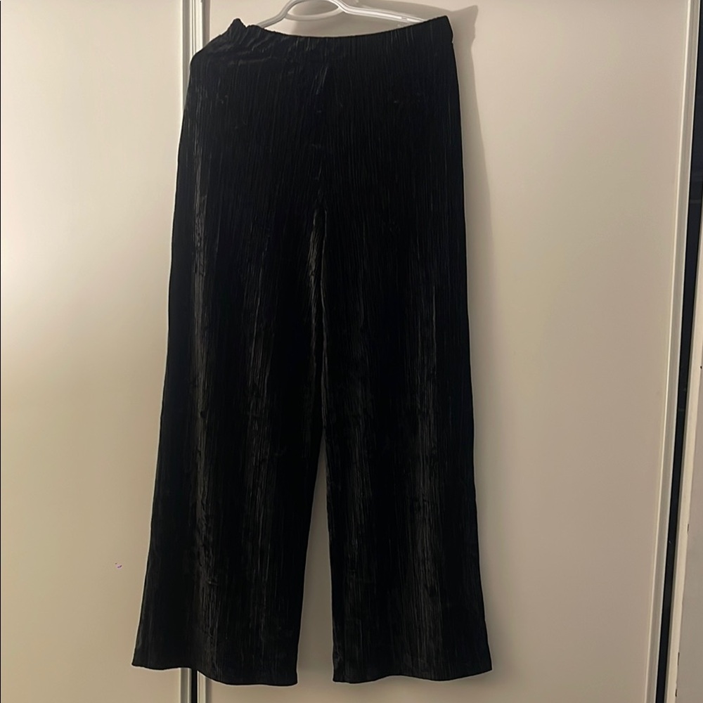 Black Velvet Wide-Leg Pants